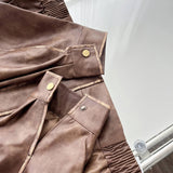 Faux Leather Zipper Over-shirt Jacket-Outfit