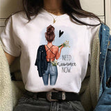 Women Sunflower Girl Printed T