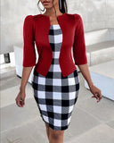 Independent Station New Large-Size Checkered Printed Fashion Dress Woman-Outfit