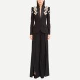 Fongt Star Fashion Heavy Industry Diamond Nail Collar Blazer Blazer Trouser Suit Set