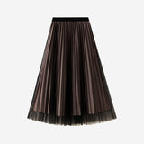 Fongt Silk Folded Skirt Net Yarn Half-Dress Woman Long Yarn Skirt On Both Sides Of The 9230