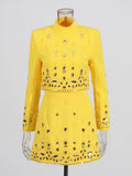 Fashion Suit Women 2025 Spring New Short Skirt Set Nail Drill High-End Long-Sleeved Two-Sleeve Two-Set