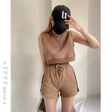 Trend Women's Vest Leisure Sports Style Solid Color Short Style Comfortable Soft Small Tall Yoga Blouse-Outfit