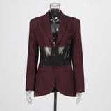 Advanced V-Neck Small Suit 2025 Summer New Temperament Design Girded Waist Splicing Coat