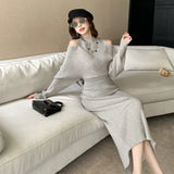 Fongt Stitching Lace Sexy Dress 2025 New Korean Style Temperament Medium-Long Bag-Buffet Dress