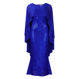 Fongt Women's Spring New Fashion Chiffon Cloak Cane Cown Banquet Party Dress Dress