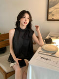 Fongt Xixi 2025 Summer New Korean Version Of The Temperament With Chiffon Sleeveless Shirt Women's Top 89338