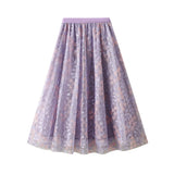 Fongt Embroidered Embroidered Waist-Up Double-Layer Mesh Dress Mid-Summer New Temperament Skirt Half-Dress Dress 1928