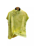 New Chinese Style Button Shirt Early Spring And Summer Green Retro Improved Jacquard Neck Short Sleeve Blouse Woman-Outfit
