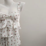 Fongt Fraiding Splicing Simulation Silk Sling Shorts Pajamas Set Idyllic Spring And Autumn Pure Thin Home Clothes Girl