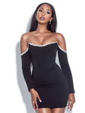 Sleeve Off The Shoulder Vestidos Party Black