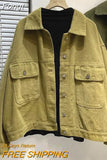 Spring Autumn Safari Style Coat Ladies Oversize Loose Denim Jacket Women Casual Tops Army Green Outerwear Vintage