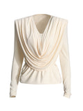 Fongt And South Korea Casual Simple Wind Top 2025 Autumn New Fashion Collar Shoulder Drawer Slimming Shirt Woman