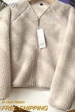 Fur Women Coats Autumn Winter Solid Thick Warm V-Neck Long-Sleeved Casual All Match Female Outwear