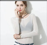 Fongt Short Long Sleeve Perspective Mesh T Shirt Shirt Female T Shirt Mesh Polyester
