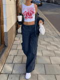 Eye Look Graphic Crop Tank Top-Outfit