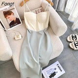 Strap Dress with Chest Pad for Sexy Women Panelled New Stylish Simple Young Temperament Ladies Slim Aesthetics