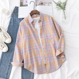 Plaid Shirts Womens Blouses And Tops Long Sleeve Loose Checked Female Clothes Outwear Winter 2022