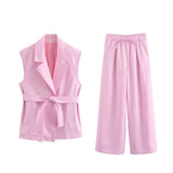 Belt Vest 7768023 Wide-Leg Trousers 7740102 Suit-Outfit