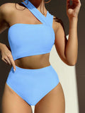2024 New Sexy Shoulder-Style Thoracic Hollow Solid-Colored Swimsuit Bikini