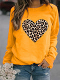 Round Neck Leopard Print Heart Printing Hooded Veet