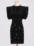 Fongt 2025 New Fashion Design Beads Decorated With Short Sleeveless Cushion Shoulder Bag And Hip Dress