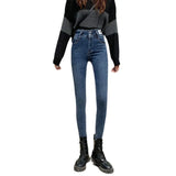 Fongt High-Waisted Jeans Women's Fall 2024 New Versatile Slim Slim Tight Pants-Outfit