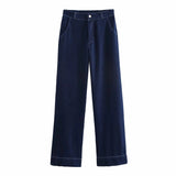 Fongt For Women's INS Burst Belt Collar Denim Jacket + Trousers Set