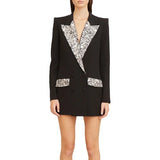 Fongt Trendy Fashion New Hand Gorgeous Heavy Industry Nails And Diamond Drill In The Long Blazer