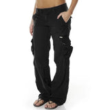 Retro Women's Wide Leg Multi-pocket Casual Loose Straight Casual