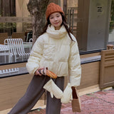 Glove Style Candy Color Down Jacket Female Short Style 2024 Winter Fashion Dopamine Small Bread Clothes Coat Tide-Outfit