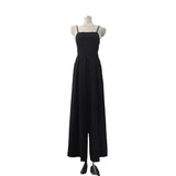 Chic Summer French Design Feeling Back Hollow Out High Waist Thin Shoulder Sling Jumpsuit Trousers Women-Outfit