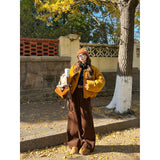 Fongt Suit Wearing Cotton Women's 2025 Early Winter New Loose Thin Cotton Coat Retro Brown Slacks