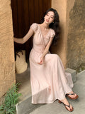 Fongt Special Price Does Not Return] Xiu Xixi Summer New Pure Desire High-Waisted Tie With Short-Sleeved Dress Dress Women 88258