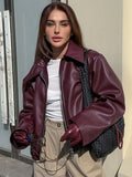 Fongt Wind Leather Jacket 2025 Autumn And Winter New Loose Coat Fashion Leather Leather New Women's Coat