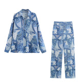 Spring Paisley Printed Shirt 3345777 Printed Pants 3350777-Outfit