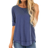Fongt Women's Clothing 2025 Autumn And Winter Round Collar Long-Sleeved T-Shirt Solid Color Loose Top Before The Short And Rear Long Tuxedo Women's T
