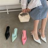 Fongt And Summer New Pointed Single Shoes With High Heels After Empty Head Sandals Fairy Wind With Skirt High Heels-Outfit