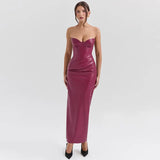 Fongt Summer 2025 New Temperament Hottie Sexy Bare Leather Corset Dress
