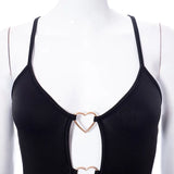 Sexy Hollow Out Mini Dress Summer Women Solid Color Chains Bodycon Sheath Black Dresses Sleeveless Party Club