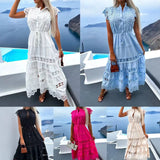 Fongt Women's New Fashion With Waist Lace Splicing Long