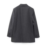 Fongt Code Female 2023 Spring Pinstriped Suit Vest Straight Cut Long Blazer Trouser Suit-Outfit