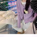 Spring And Autumn Short Loose Round Collar Knitting Cardigan New Small Coat Sweet And Gentle Wind Love-Outfit