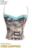 Women Camisole Crop Top Vintage Y2k Summer Fashion Streetwear Graphic Print Tank Top Female Sexy Sleeveless Off Shoulder
