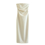Fongt Folded Dress Design Autumn New Women's Breasts Collared Solid Color Dress