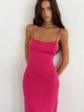 Fongt Tight Knit Dress 2023 Summer New Sexy Open-Fork Temperament Sling