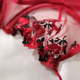 Mesh Floral Bra And Panty Lingerie Set-Outfit