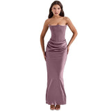 Fongt New Red Thoracic Fish Bone Sexy Body Fishtail Fishtail Dress Long Solid Dress Woman