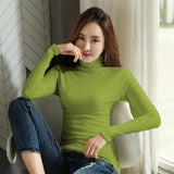 spring Women T-shirts harajuku Turtleneck solid Full Sleeve base Top t-shirt autumn casual slim Bottoming t shirt