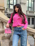 Fongt 2025 New Women's Button Knitted Jacket Little Scented Women's Sweater E3336